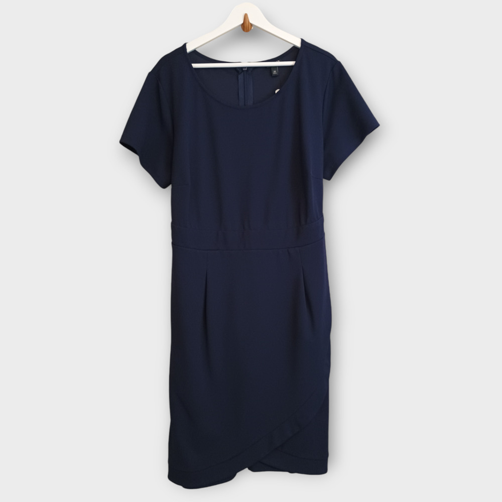 Torrid Dress Women 20 Blue Side Tie Waist Stretch Minimalist Corpcore Career NWT